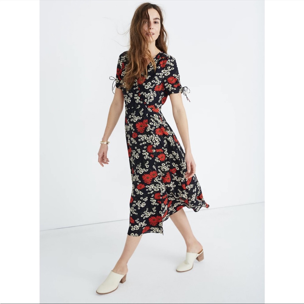 Madewell hillside daisies midi wrap dress